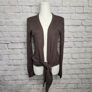 BODEN Soft Brown Open Tie Front Long-Sleeve Cardigan UK 14 (US 10) Cotton/Angora